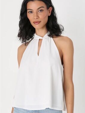 Vici White Halter Keyhole Tank Top